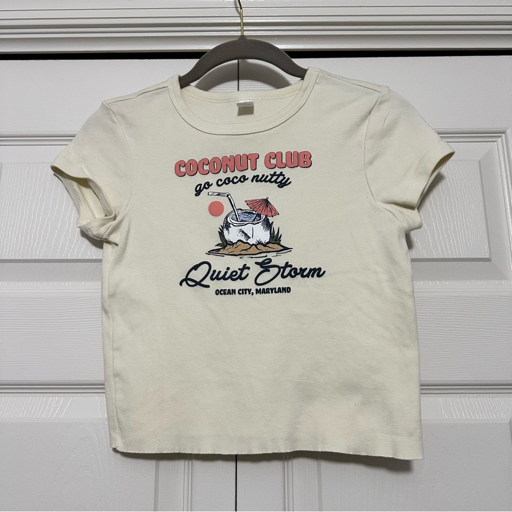 Quiet Storm‎ Ocean City Maryland Coconut Club Cropped T-shirt Size Medium VGUC